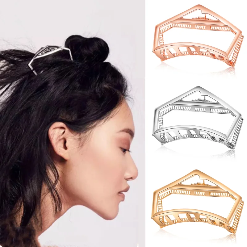 Модные металлические геометрические Когти для волос женщин заколки в форме