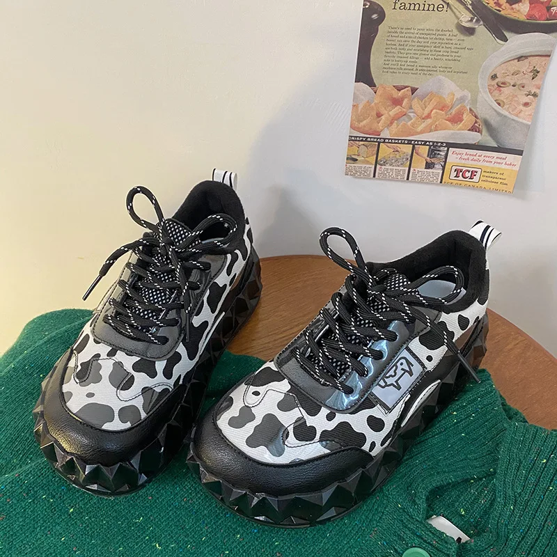 Thick Warm Women Shoes Autumn Cow Leopard Print Big Toe Shoes Flat Thick Bottom Shoes Ladies Casual Shoes Fashion 24-21