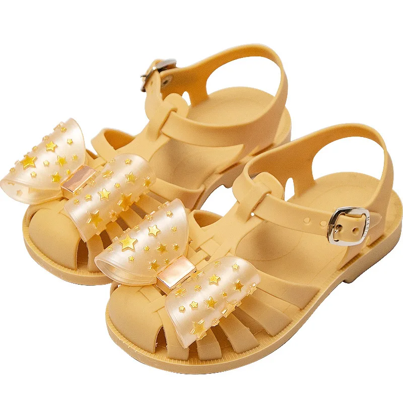 

Summer Children Sandals Baby Girls Toddler Soft Non-slip Princess Shoes Kids Korean Style Beach Shoes Detachable Bow Slipper