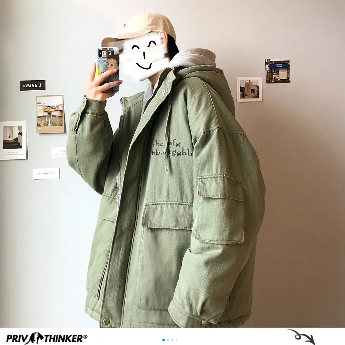 Мужская теплая парка Privathinker Повседневная Уличная одежда в Корейском стиле