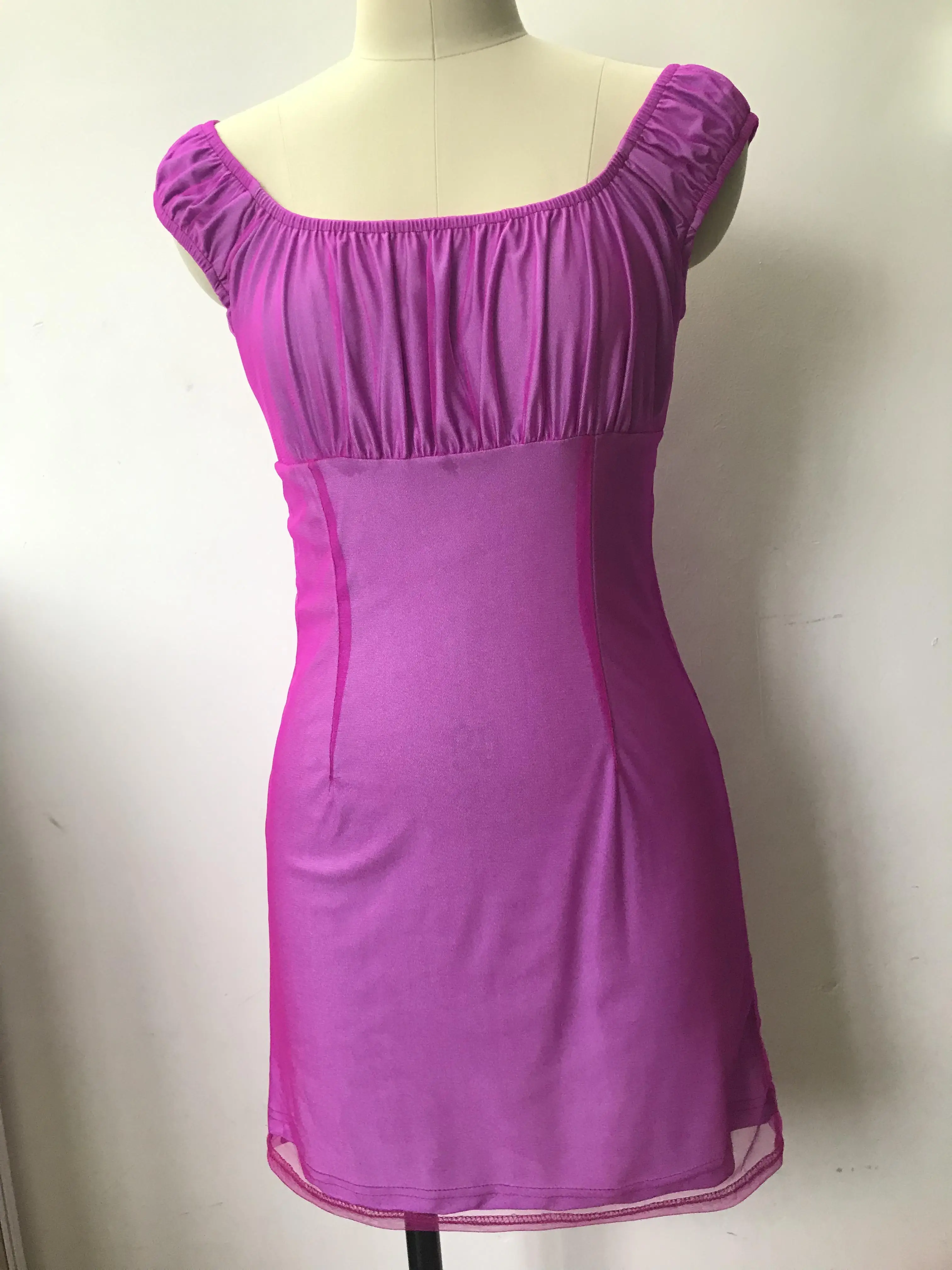 Сексуальное Фиолетовое Сетчатое женское мини платье Harajuku с квадратным