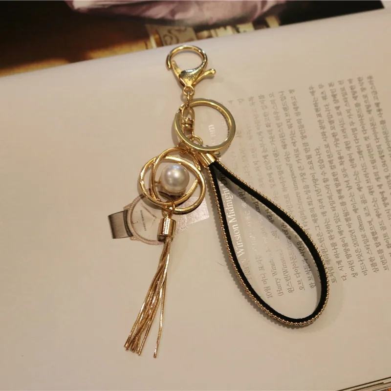

Creative Fine Pearl Tassel Keychain Pentagram Fashion Backpack Package Pendant Accessories Car Key Wrist Strap Small Keyring New