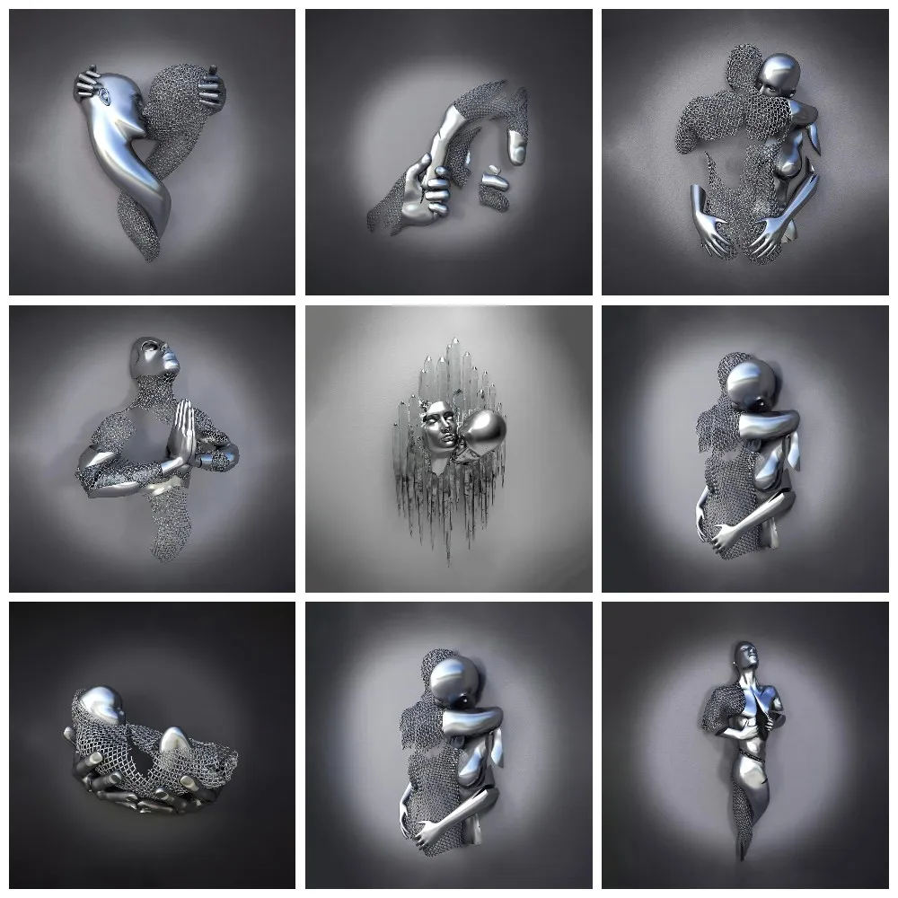

Metal Statue Posters Abstract Sexy Art Canvas Painting and Prints Modern Lovers Wall Pictures for Living Room Home Decoration