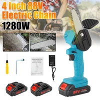 1280w electric chainsaw 88v mini pruning tool woodworking logging saw protable garden tool with lithium battery useu charger