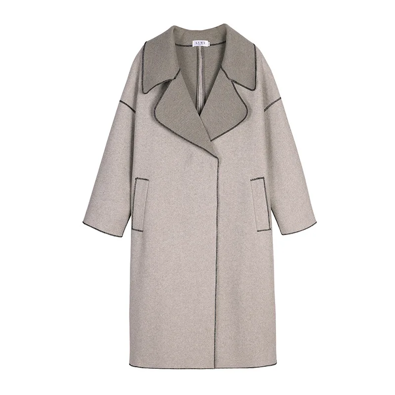 

Make long loose woolen cloth cloth cashmere coat in autumn and winter coat female very not less than 158