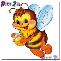 5d cartoon bee collecting honey diamond painting full squareround rhinestones cross stitch embroidery handmade childrens gifts