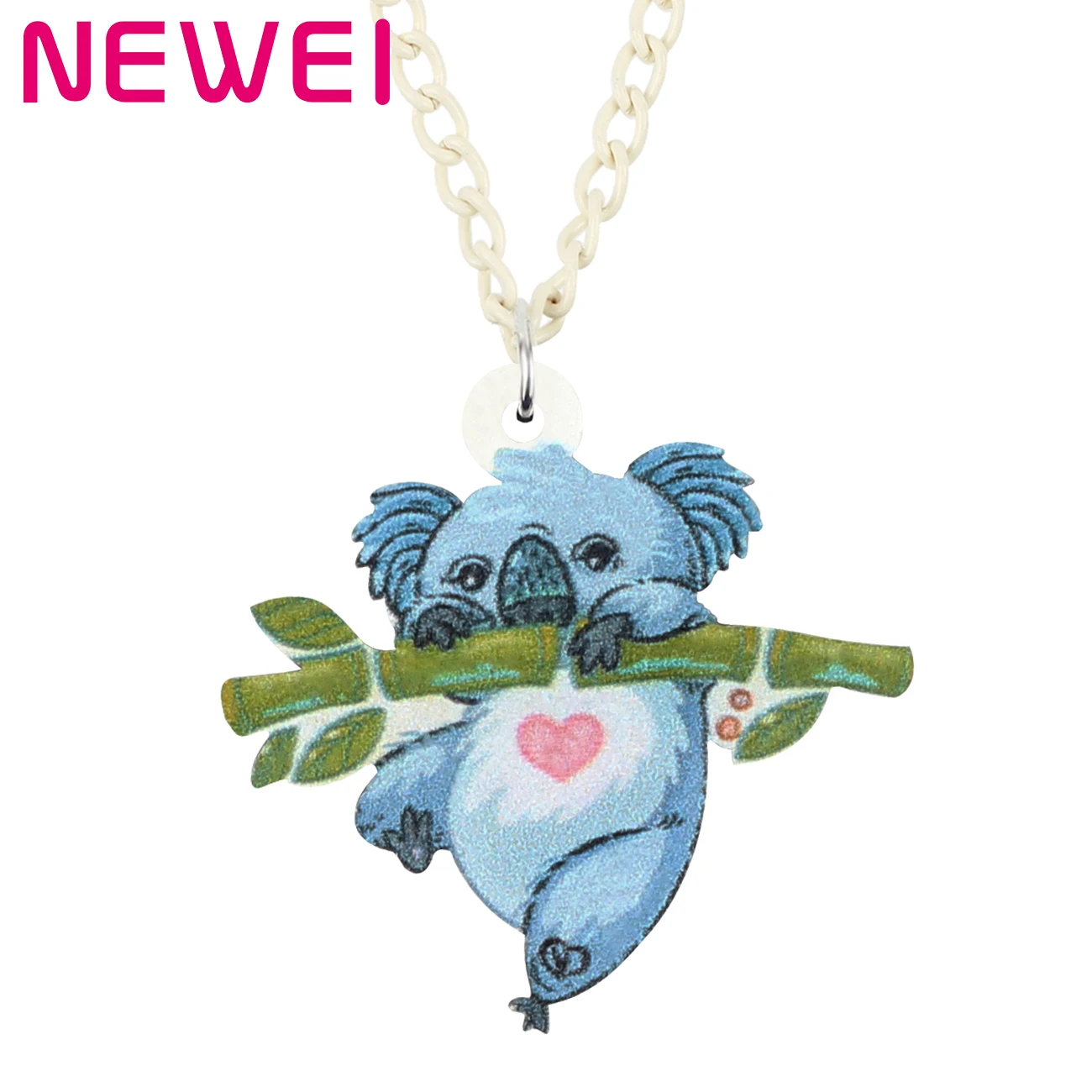 

Newei Acrylic Sweet Australian Koala Bear Necklace Cartoon Animal Choker Pendant Chain Jewelry For Women Girls Kids Party Gift