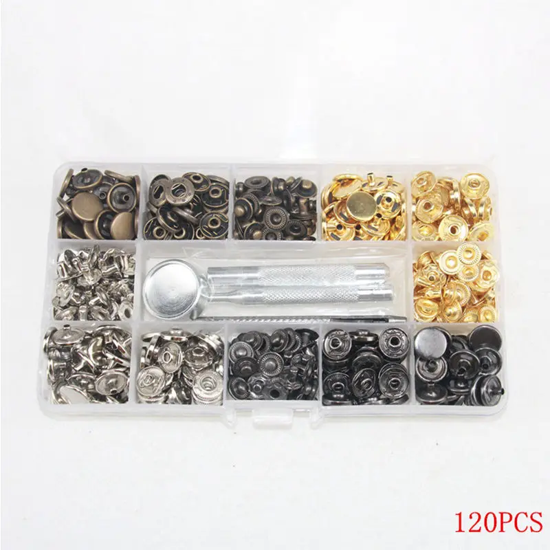 Металлические латунные кнопки для костюма бытовые + установочный инструмент