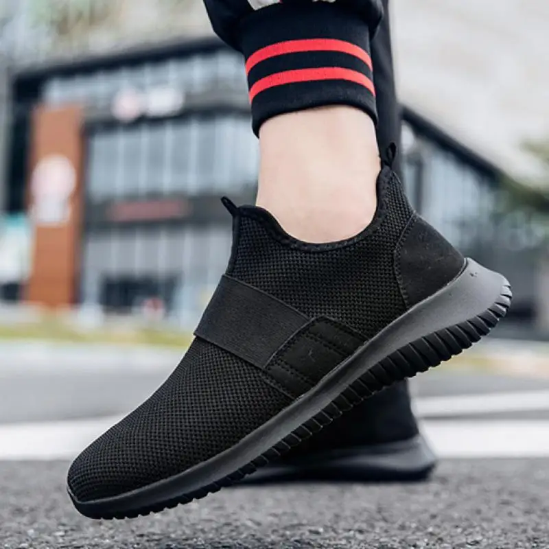 

Кроссовки-носки мужские без шнуровки, однотонные, легкие дышащие, на резинке, беговая Обувь, для улицы, осень