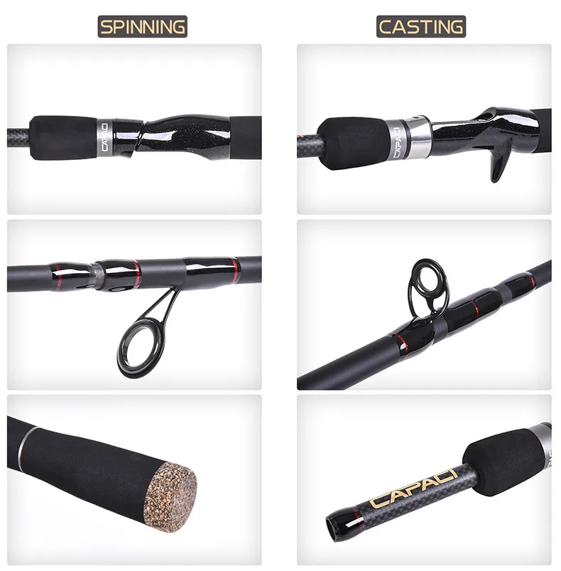 New!Carbon Spinning Fishing Rod Superhard Lure Wt:1.8-14g Casting Fishing Rod Portable 6 Section Outdoor Casting Lure Rod