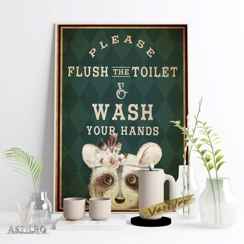 

Humor Toilet Sign Wall Art Prints Poster Funny Restroom Vintage Canvas Painting Lavatory Retro Home Decor Love Animal Gift Idea