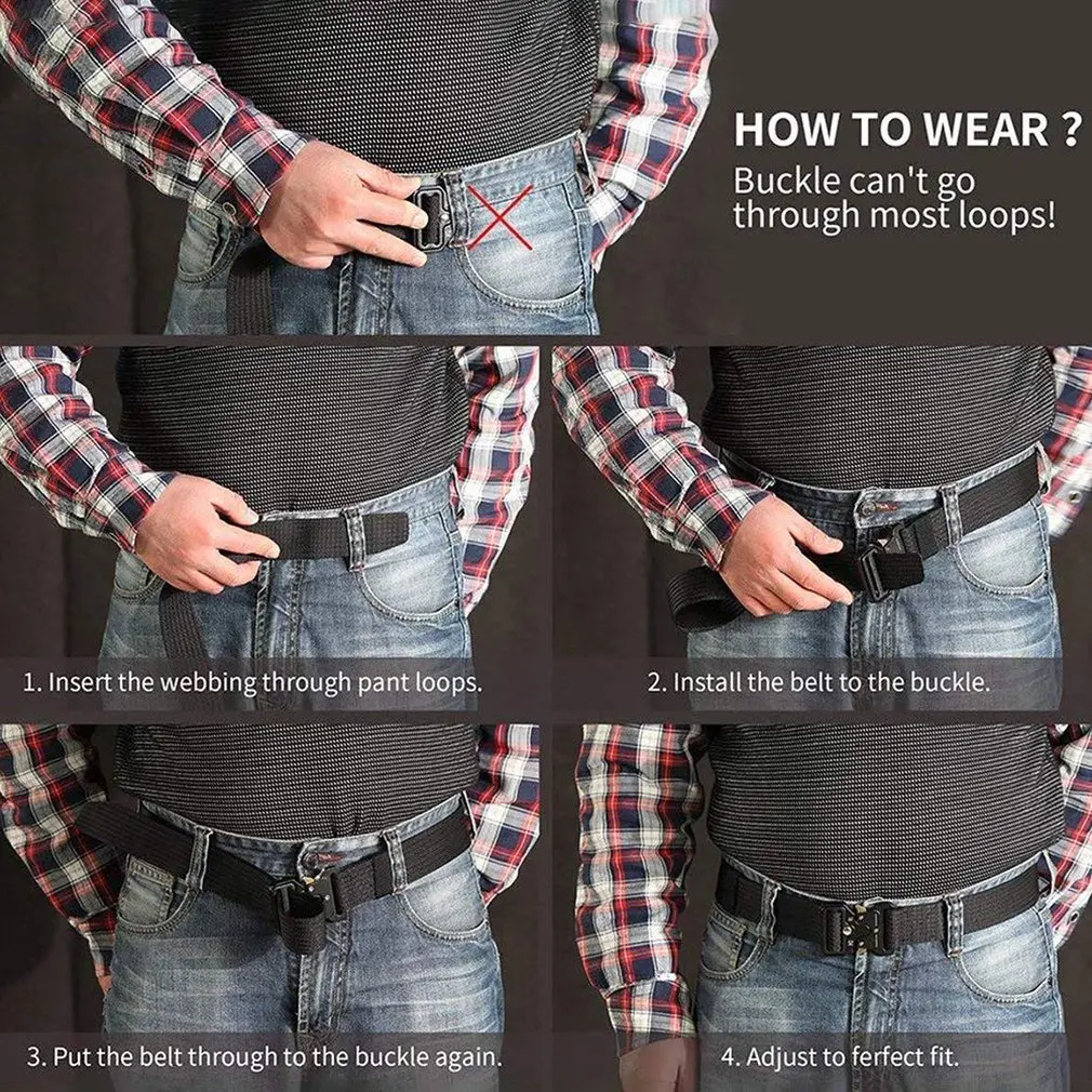 Military Tactical Nylon Belt Metal Buckle Adjustable Army Outdoor Quick Release Hunting Training Width 4.2CM 125cm | Аксессуары для