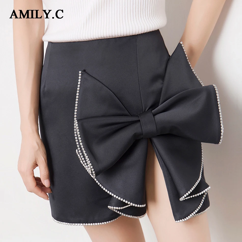 Женская Асимметричная мини юбка Amily.c Лоскутная плиссированная с высокой талией и