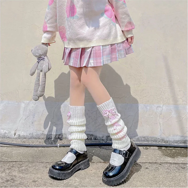 lengthen Japanese Lolita Sweet Girl Leg Warmers Knitted Foot Cover Women Autumn Winter Leg Warmer Socks Heap Heap Socks