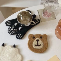 cutelife cute round animal wool cup coaster kitchen tableware tea dining table decoration placemat coffee heat resistant pad mat