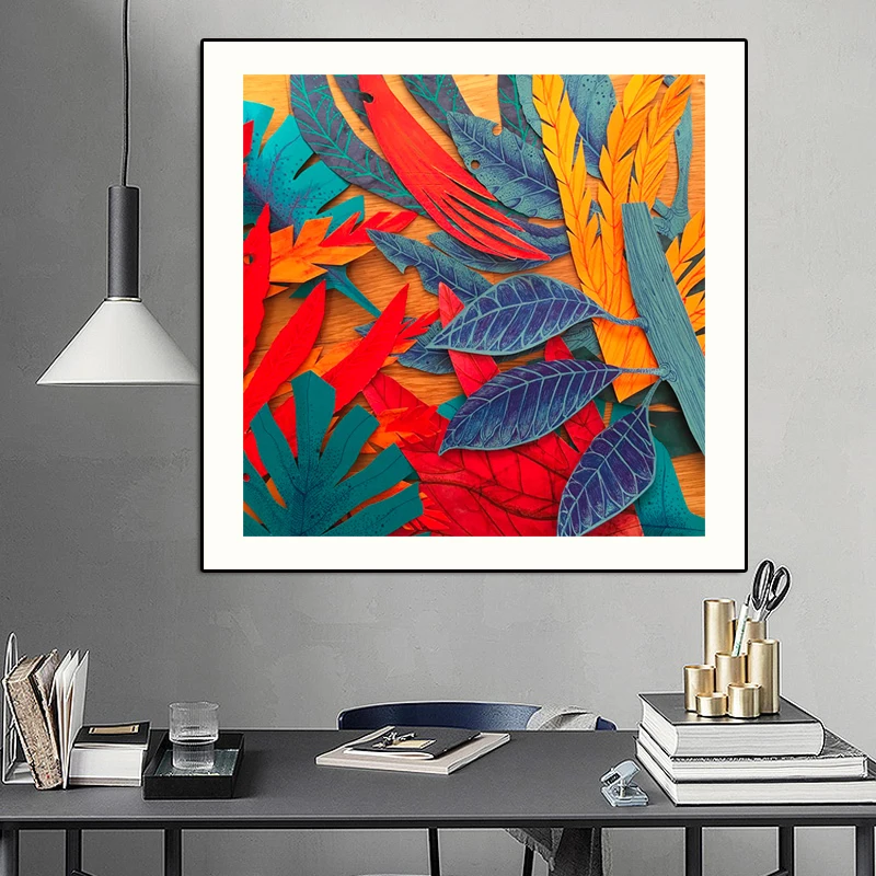 Холст настенные художественные картины красочные листья прикроватные на стене