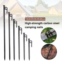 4pcs tent stakes heavy duty steel tarp pegs durable unbreakable power stakes black length 152025303540 cm for camping