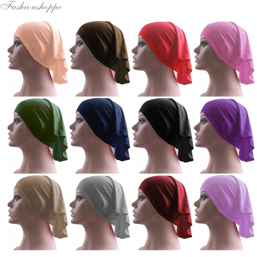 

Muslim Islamic Arabian Hijab Tube Underscarf Veil Robe Abaya Inner Caps Hats Mercerized Cotton Elastic Adjustable 40cm*40cm