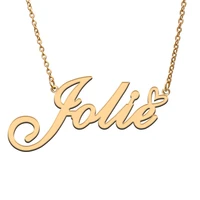 love heart jolie name necklace for women stainless steel gold silver nameplate pendant femme mother child girls gift