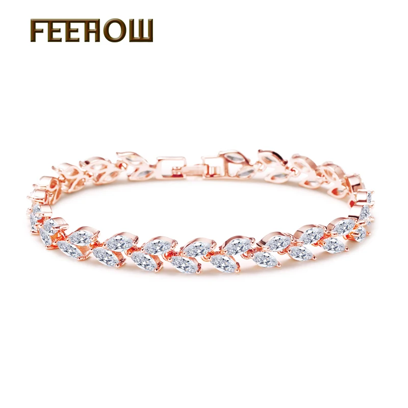 Женский браслет с кристаллами FEEHOW прозрачный цирконием и стразами FWBP061|bangles