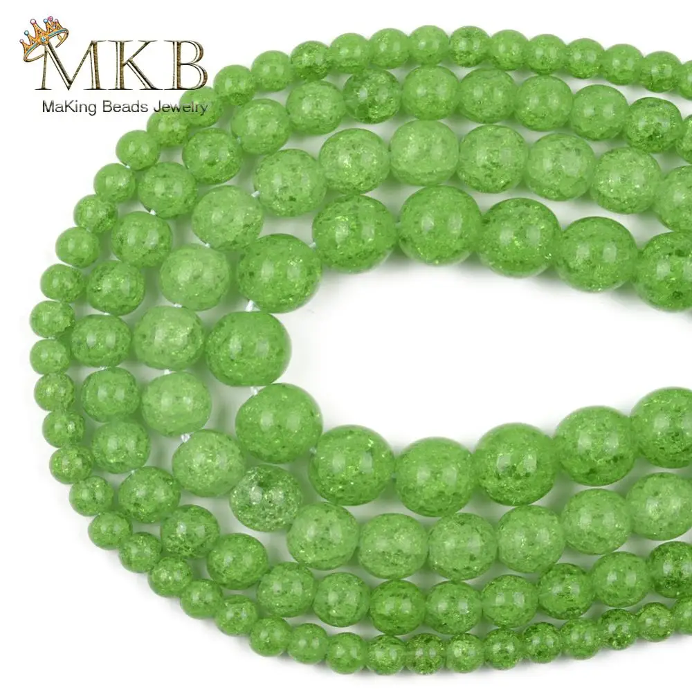 

Natural True Green Snow Cracked Quartz Crystal Stone Round Beads For Jewelry Making 6mm-12mm Spacer Loose Beads Diy Bracelet 15"