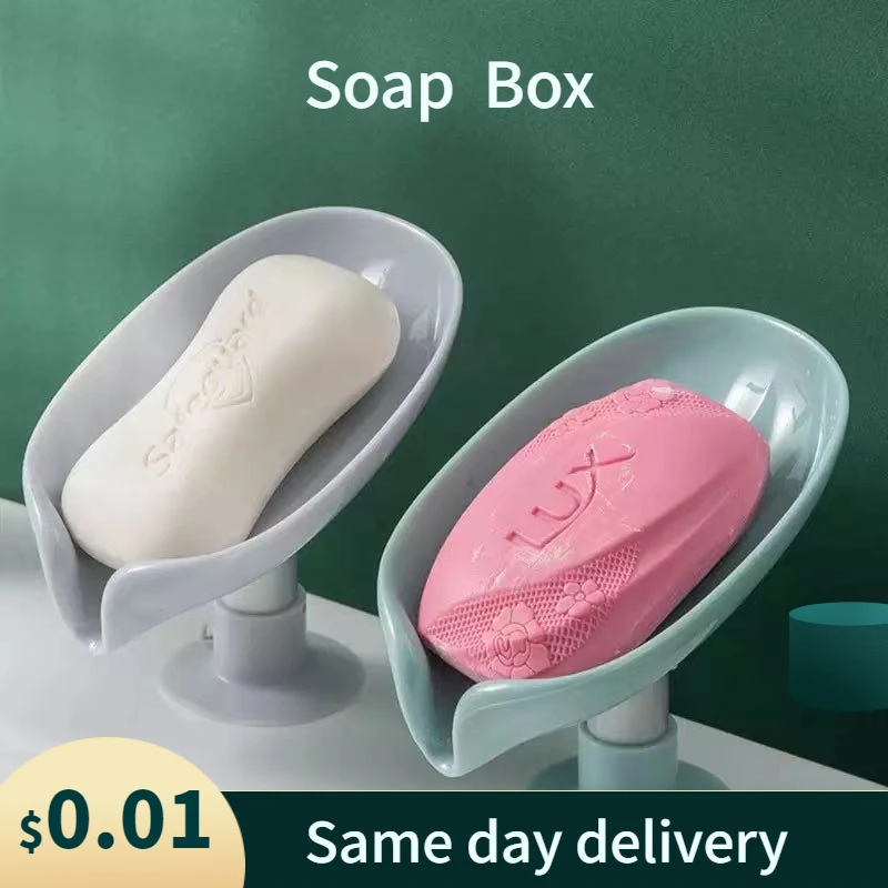 

Soap Dish Leaf Soap Box Suction Cup Soap Box Free Perforation Standing Drain Toilet Soap Holder jabonera baño productos de baño