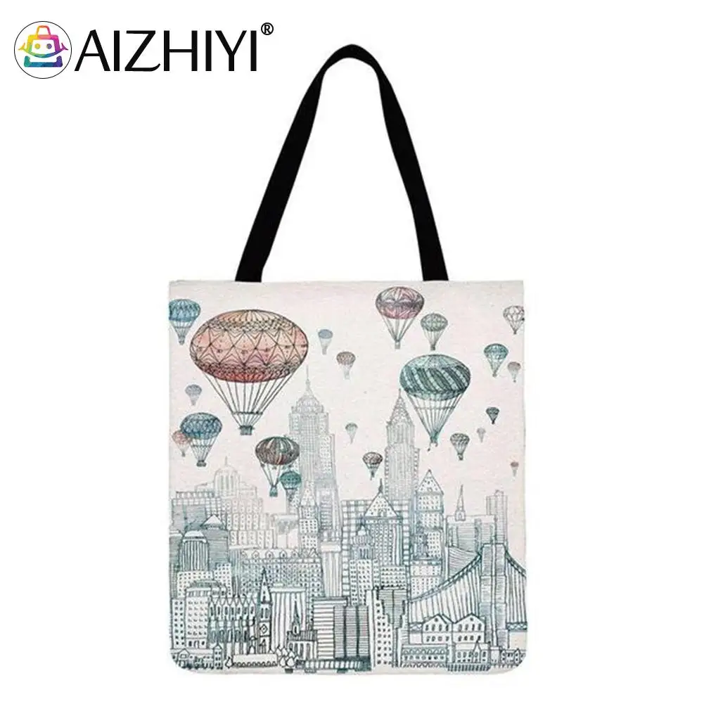 

Urban hot air balloon Printed Shoulder Shopping Bag Casual Ladies Large Capacity Tote Handbags
