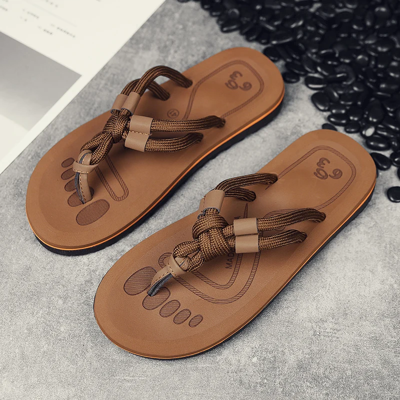 

2021 New Mens Sandals Flip Flops Comfort Genuine Summer High Quality Beach Slippers Fasjion Casual Footwear Outdoor Beach Shoes