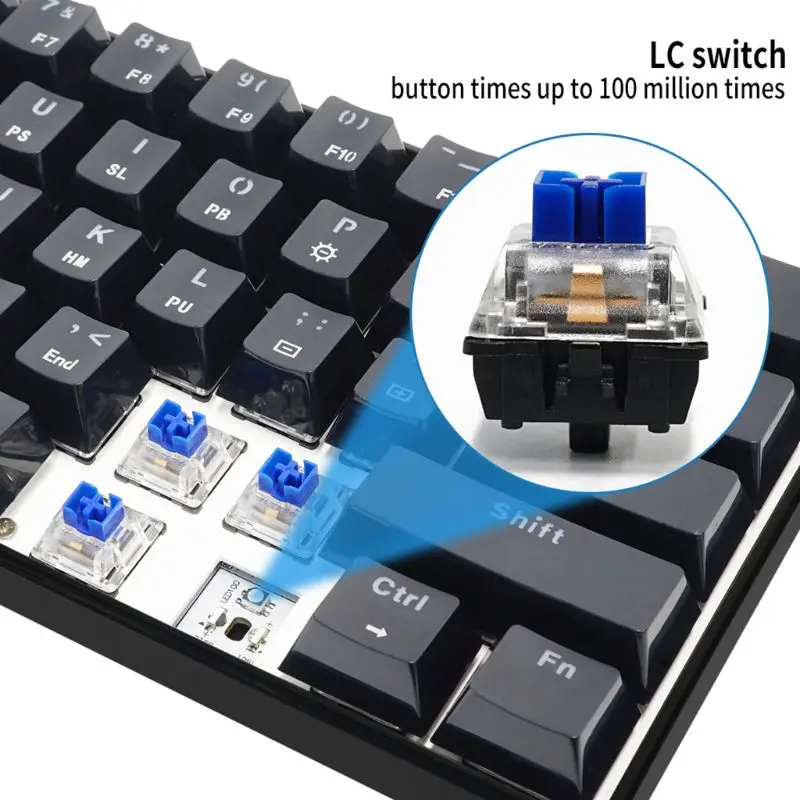 Новинка GK61 61 механическая клавиатура USB Проводная светодиодный с подсветкой ось игровая механическая клавиатура для рабочего стола