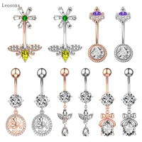 leosoxs 1pcs new style personalized zircon honeybee flower belly button nail body piercing jewelry