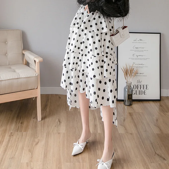 Шифоновая длинная юбка с высокой эластичной талией Женская цельная разрезом и