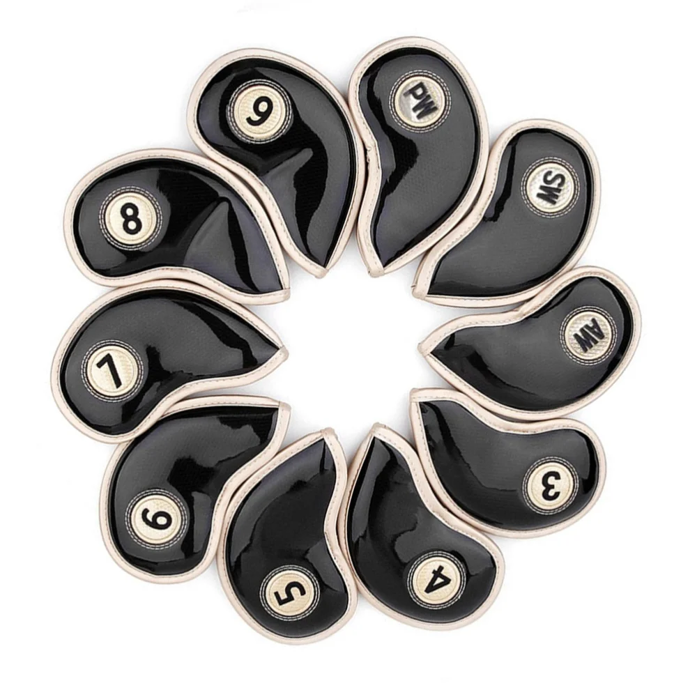 

10Pcs Durable Head Cover Set Iron Head Covers Club Head Cover Water-resistant PU Leather Fit For Yamaha Wilson Refl