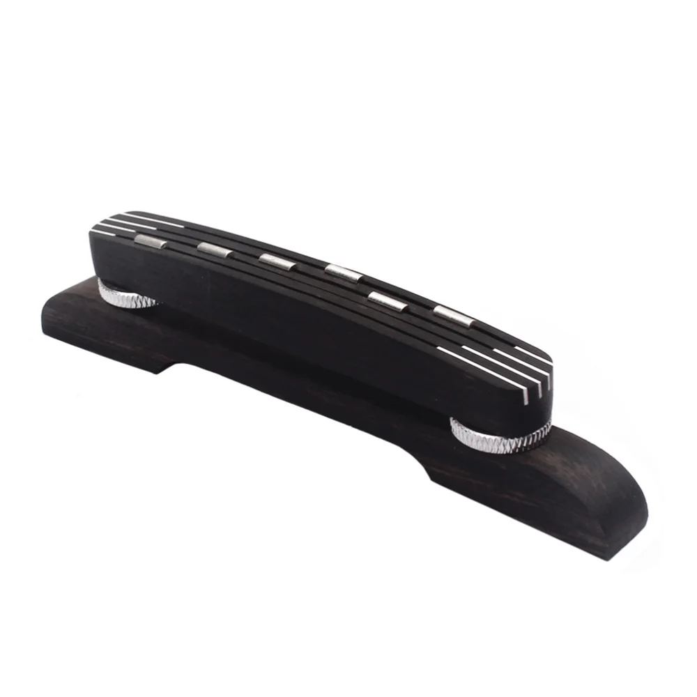 

6 Copper Exquisite Height Adjustable Ebony Guitar Bridge for Jazz Guitar Bass GO104 (Coffee)