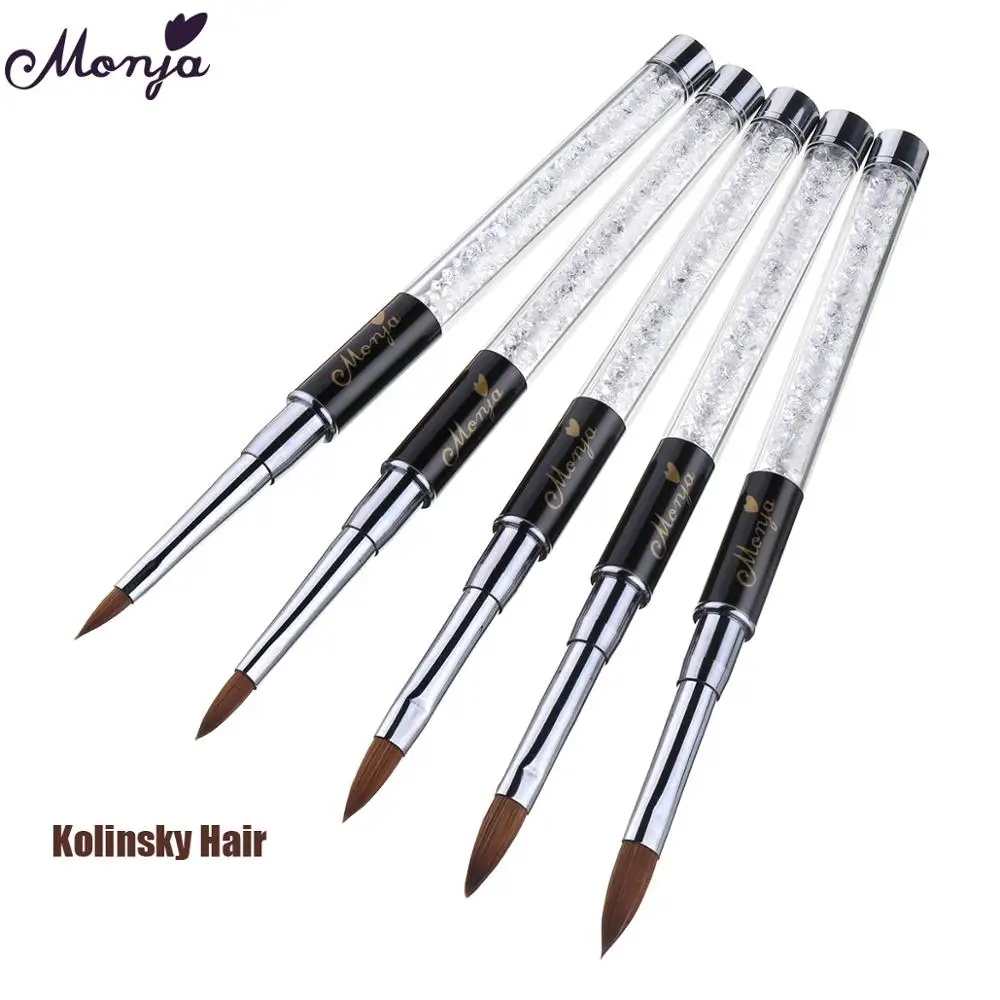 Ручка Monja Стразы Kolinsky дизайн ногтей Цветок Резьба Рисование ручка УФ гель