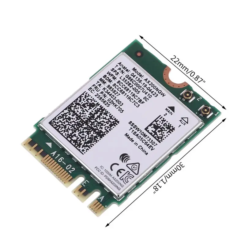 

AX200 Wireless Card with Kits PCIE X1 Adapter IPEX 4 Antenna 2.4Gbps Bluetooth 5.0 AX200NGW 802.11ax/ac MU-MIMO 2x2 Wifi