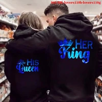 the king his queen letter lover hoodies spring autumn couple sweatshirt woman clothes harajuku hoodies plus size hoodies homme