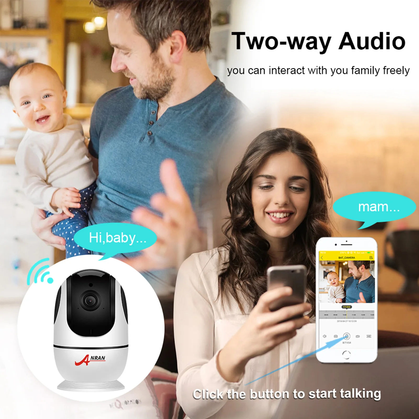 

Home Wireless Security Camera 1080P Full HD Indoor WiFi IP Camera Baby Monitor with Night Vision,Two-Way Audio,Motion Detection