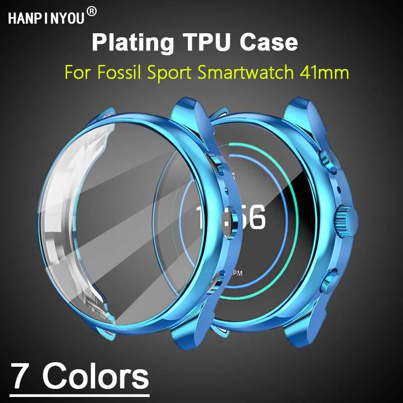 Full Cover Soft Silicone TPU Plating Case For Fossil Sport Smartwatch 41mm FTW6022 6024 6052 6051 6056 Screen Protector Shell