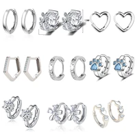 luxury new 2021 piercing stud earrings crystal zircon row silver color huggie earrings for women female brincos oorbellen