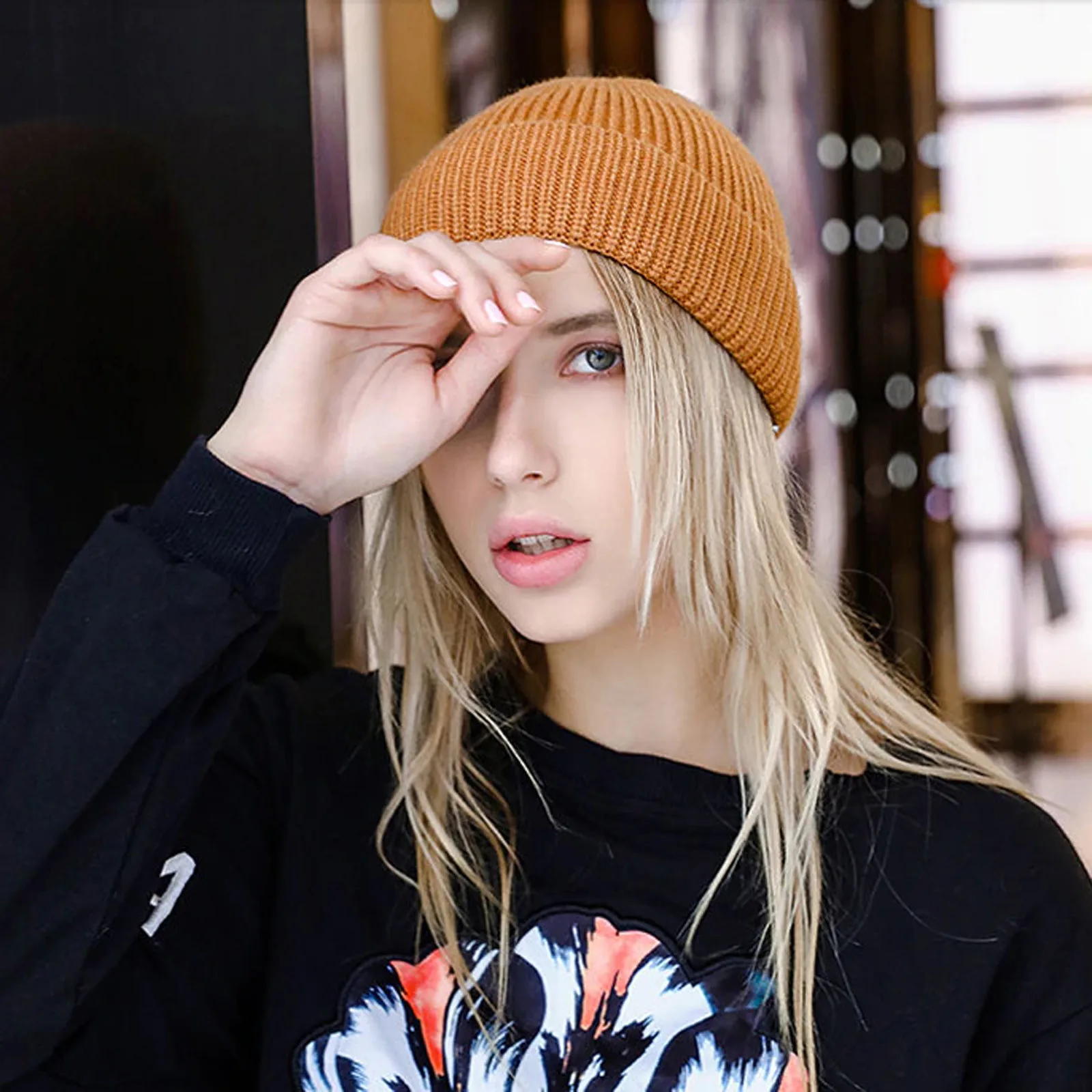 

Adult Unisex Fashion Korea Style Solid Color Warm Winter Casual Knitted Hat Beanies All-match Thick Hat Beanies sombrero 1120