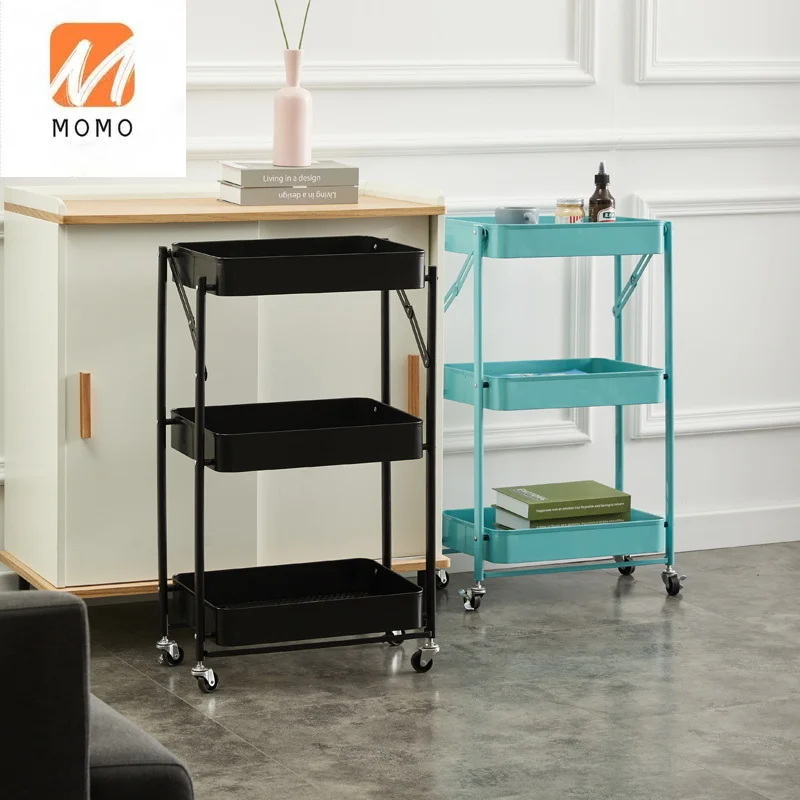 Movable Multi-purpose Home Storage 3 Tiers Metal Kitchen Vegetable Trolley Rolling Cart | Дом и сад