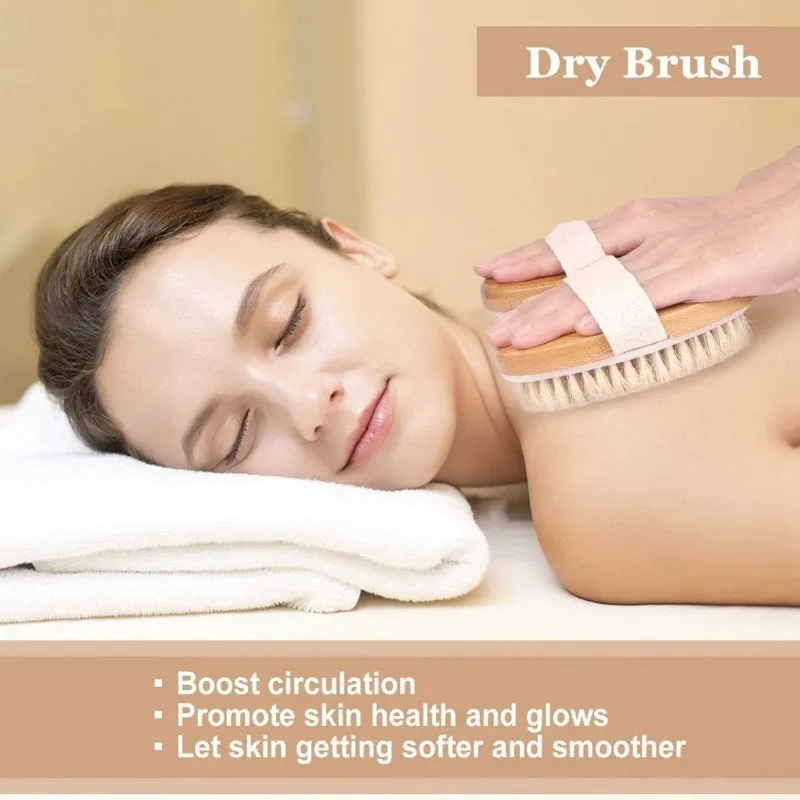 

1pcs Body Dry Brush Natural Boar Bristle Organic Dry Skin Body Brush Bamboo Bath Brushes