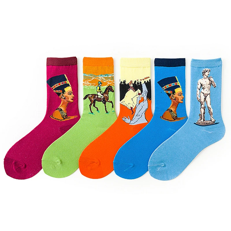 3D Retro Painting Art Socks Harajuku Happy Skateboard Unisex Women Men Van Gogh Starry Night Artistic Vintage Pattern Sock | Мужская