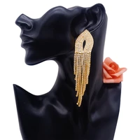2021 fashion luxury shiny rhinestone long tassel dangle earrings female earrings accessories party wedding gift