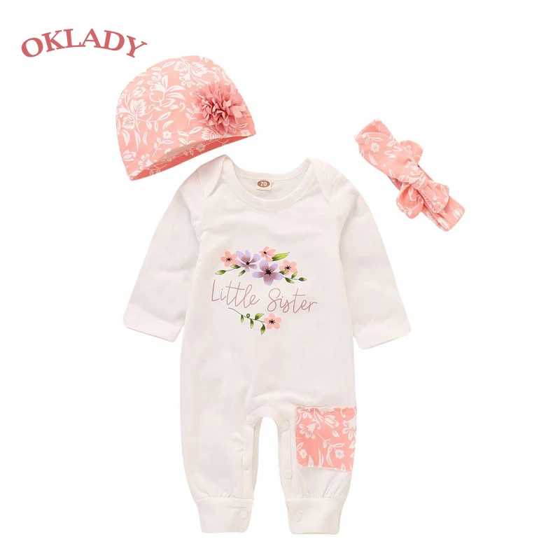 Комплект детской одежды Oklady из 3 предметов комбинезон с длинным рукавом и принтом