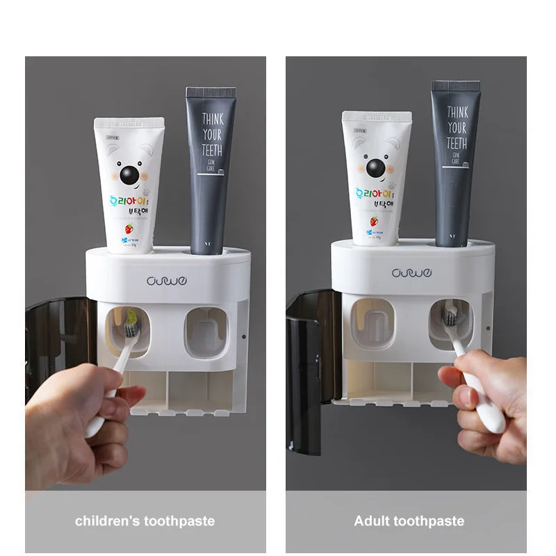 

Wall Mounted Automatic Toothpaste Dispenser Dust-proof Toothbrush Storage Rack Toothpaste Squeezers Bathroom Accessories