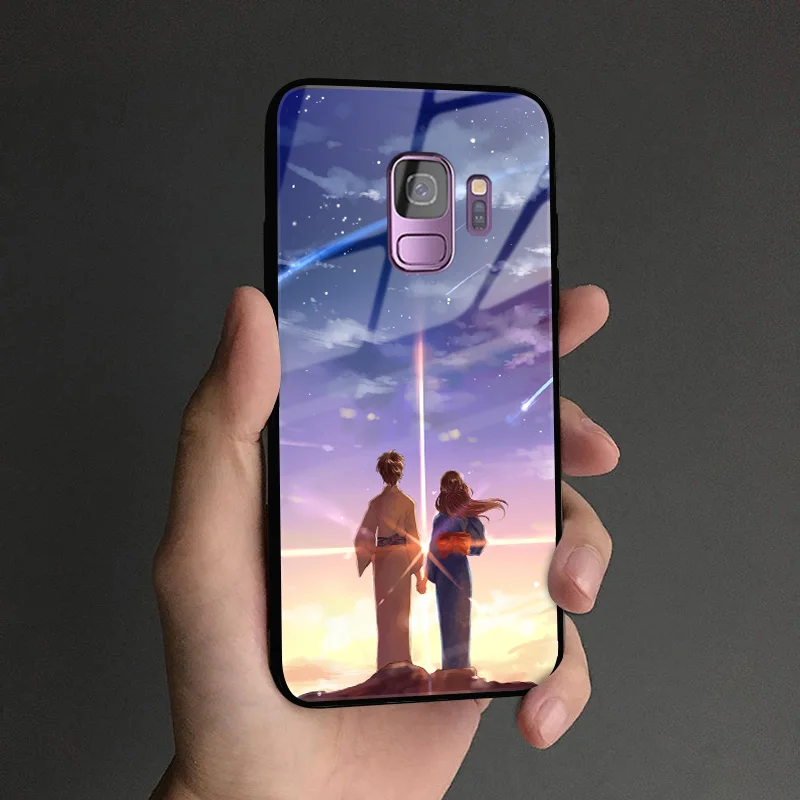 YOURNAME 9 Ваше имя Фильм аниме мягкий силиконовый стеклянный чехол для телефона крышка оболочка для samsung Galaxy S8 S9 S10e S10 Note 8 9 10 Plus - Цвет: YOURNAME 9