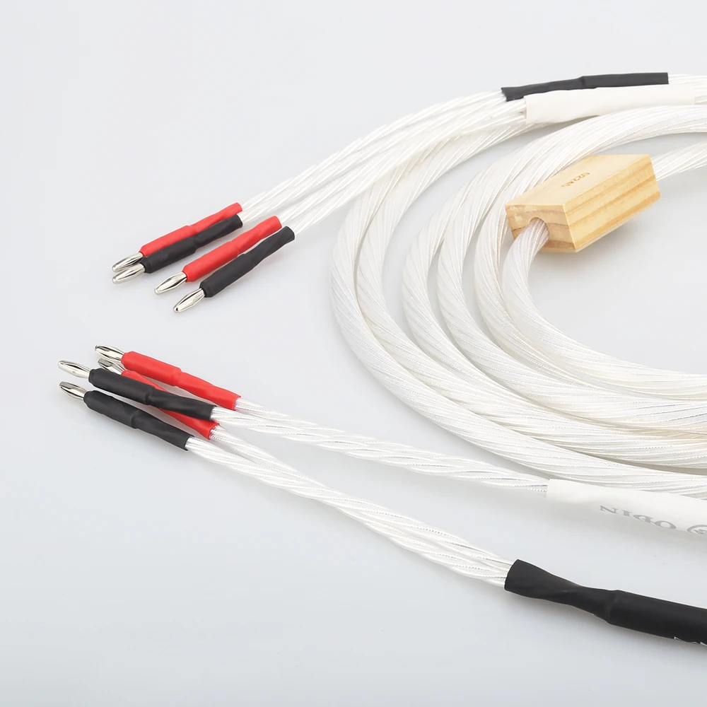 1 пара Hifi аудио посеребренный динамик соединительный кабель с разъемом типа