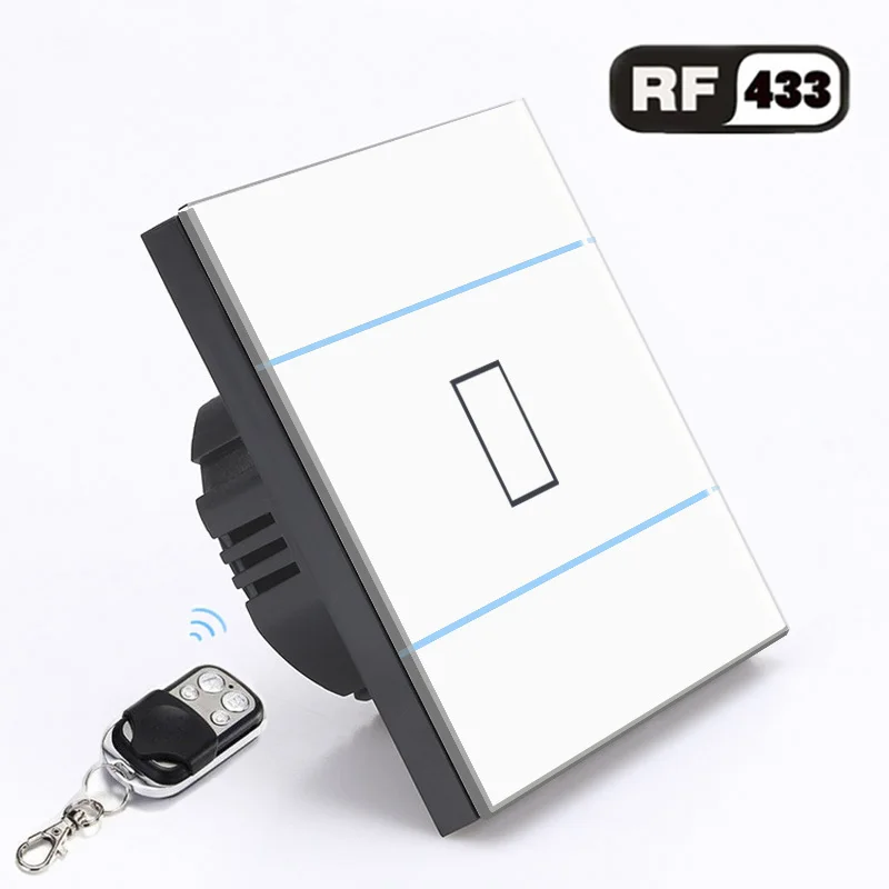 1 Gang white Switch ЕС 1/2/3 Беспроводной дистанционного Управление настенный светильник переключатель, белый/черный/золото с украшением в виде кристаллов Стекло Панель сенсорный переключатель для умного дома - Цвет: 1 Gang white Switch