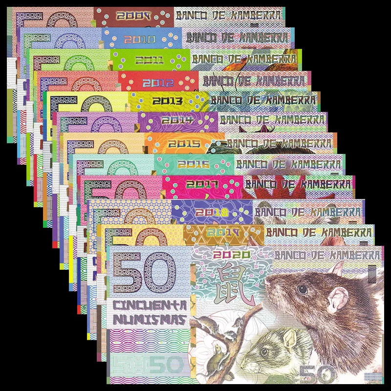 Комплект Kamberra 12 шт. 50 цифр Китай лунный год 2012 полимер животное UNC коллекция
